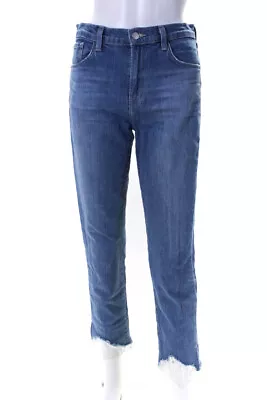 J Brand Womens Cotton Lace Hem Button Closure Mid-Rise Skinny Jeans Blue Size 26 • $42.69