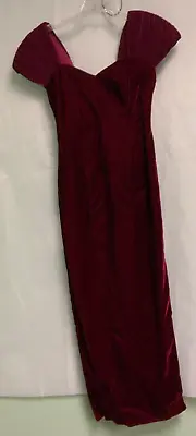 Women’s Vintage Maroon Red Velvet Long Dress Size 6 • $22.99