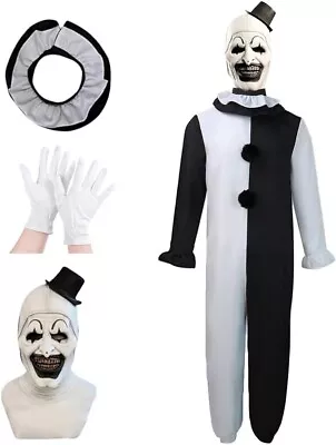 Clown Joker Cosplay Costume Terrifier Jumpsuit Halloween Horror Clown Mask XL • $34.95