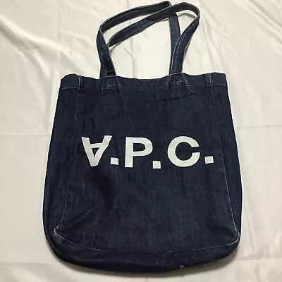 A.P.C. Rue Madame Paris Used Denim Tote Bag Cotton Blue Small Size • $80