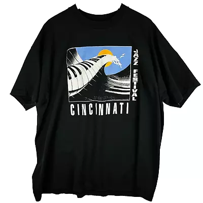 Vintage 90s 1994 Cincinnati Jazz Festival Tee T-Shirt XXXL Black Single Stitch • $24.50