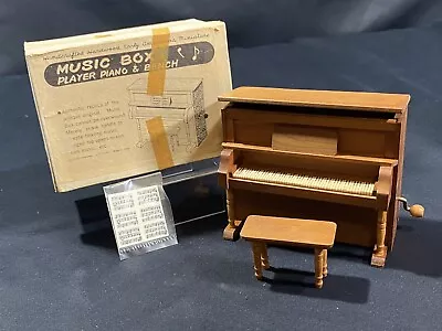 Vintage Shackman Dollhouse Miniature Wind Up Piano Music Box Working W/Box • $32