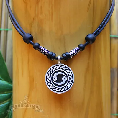 Mens Necklace Zodiac Sign Cancer Women Leather Surfer • $26.44