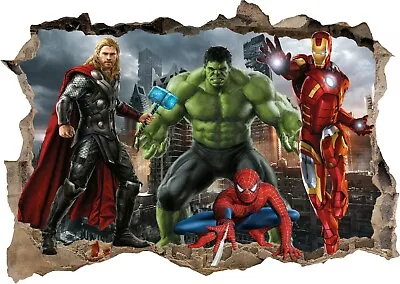 Marvel Avengers Super Heros Hulk 3d Smashed Wall View Sticker Poster Vinyl Z626 • £13.99