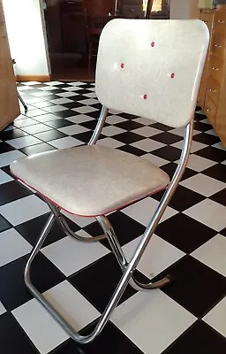 Chrome Mid Century Padded All Purpose Folding Chair By Lee Industries Krome-Fold • $130