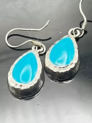 Gorgeous Mexican Sterling Turquoise Earrings! • $1