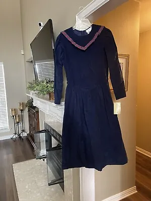 MISTY LANE Vintage Navy  Corduroy Dress Modest New W Tag Union Made USA US 11/12 • $80