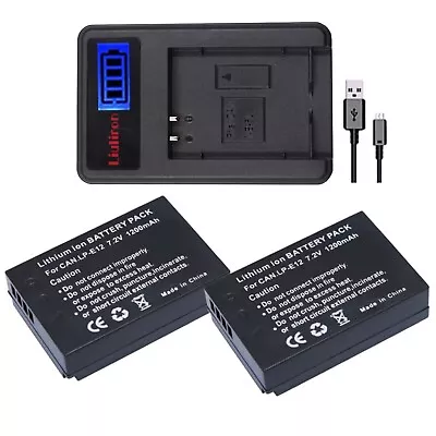 2PCs LP-E12 Battery + Charger For Canon EOS M M2 100D Rebel SL1 Camera • $28.80