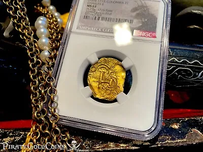 1715 Fleet Cannon Find! Colombia 2 Escudos Ngc 62 Pirate Gold Coins Shipwreck • $16500