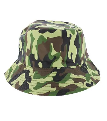 Unisex Novelty Festival Camouflage Pattern Green Fancy Dress Bucket Hat One Size • £10.95