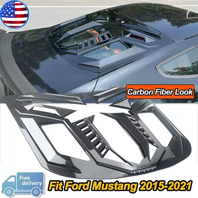 For Ford Mustang 2015-2021 Carbon Fiber Look Mamba Style Rear Window Louver Vent • $161.48