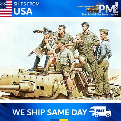 Master Box 3561 Rommel And German Tank Crew DAK WW II Era 1/35 Scale Model Kit • $25.95