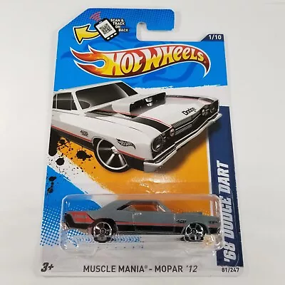 Hot Wheels '68 Dodge Dart Gray 2012 #81/247 Mopar Muscle Mania #1/10 New On Card • $13.22