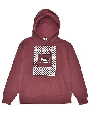 VANS Mens Graphic Hoodie Jumper Small Burgundy Cotton YW25 • £15.22