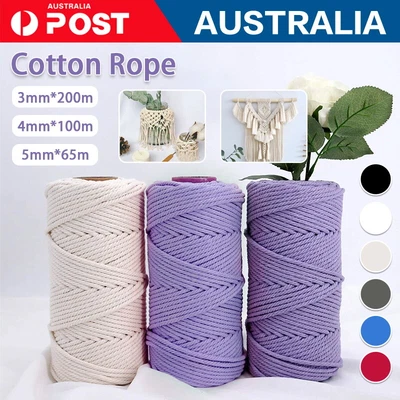 $11.56 • Buy 3/4/5/6mm Macrame Rope Natural Beige Cotton Twisted Cord Artisan Hand Craft 1PCS