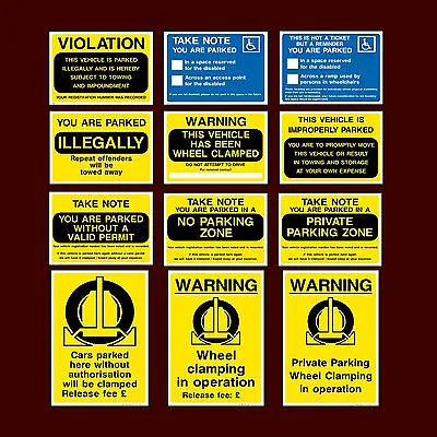 £12.99 • Buy Parking / Cars Will Be Clamped / Disabled / Private - Plastic Sign, Sticker