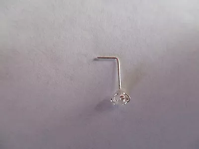 Sterling Silver Nose Stud L Shape 3mm Stone 22 G Round Shape Body Piercing  • $7.89