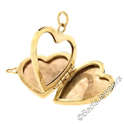 Vintage 14k Yellow Gold Hand Engraved Floral Work 4-Picture Heart Locket Pendant • $1038.40