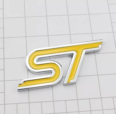 ST Yellow Chrome Car Badge Emblem Sticker Decal Fits Ford Focus Fiesta Ranger • $14