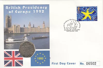 (134879) Single European Market 50p COIN GB Cover 1992 • £59