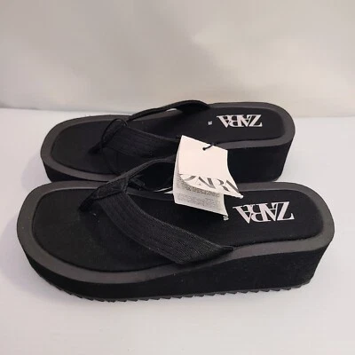 $35 • Buy Zara Platform Sandals Black Size 6  | 5510/110