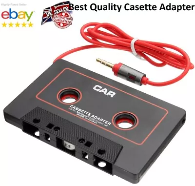 Car Cassette Casette Tape MP3 MP4 Player CD IPod IPhone 3.5mm AUX Audio Adapter  • £3.99