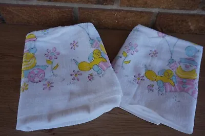 BABY BLANKET Set 2 Vintage Clown Circus Pastel White Hospital Receiving Blanket • $16.50