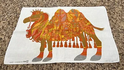 Vintage BELINDA LYON For OXFAM Camel Linen Tea Towel Wall Art • $45