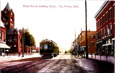 La Porte Indiana Railway Postcard Trolley Interurban Tram RPPC Reprint • $7.96