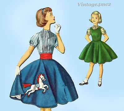 1950s Vintage Simplicity Sewing Pattern 1741 Cute Teen Girls Poodle Skirt Sz 14 • $22.95