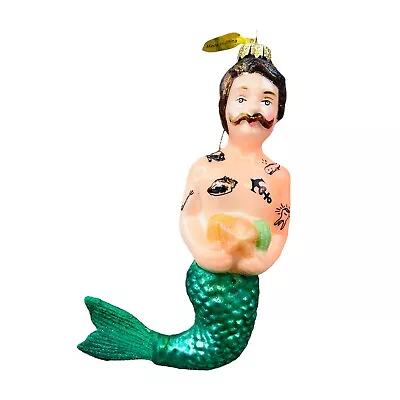 6  Tattooed Merman Glass Ornament Sea Life Mystical Creature • $15.99