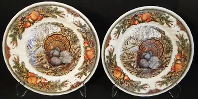 Queen's Harvest Bounty Salad Plates 8  Turkey England Set Of 2 Excellent • $24.99