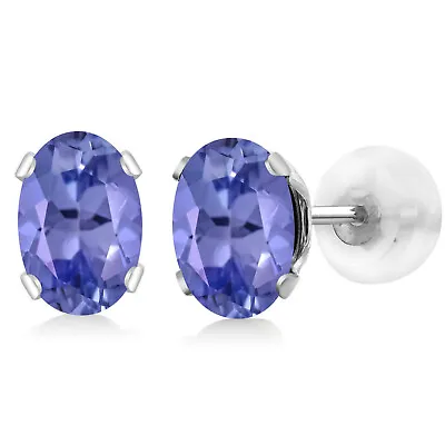 14K White Gold Tanzanite Stud Earrings For Women (1.00 Cttw Gemstone • $77.99