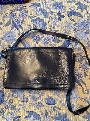 Vintage 80’s Liberty Black Leather Shoulder Bag 29cm X 19cm X 7cm Deep • £5