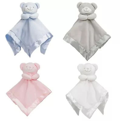 Baby Boys Girls Soft Touch Satin Silk Teddy Bear Tags Comforter Blanket Blankie • £6.29