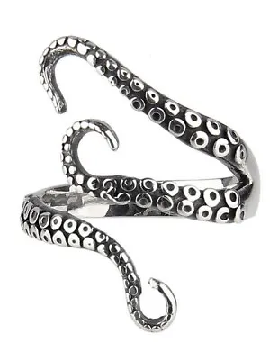 Octopus Tentacle Ring Pirate Nautical Steampunk Gothic Open Adjustable Silver  • £4.40