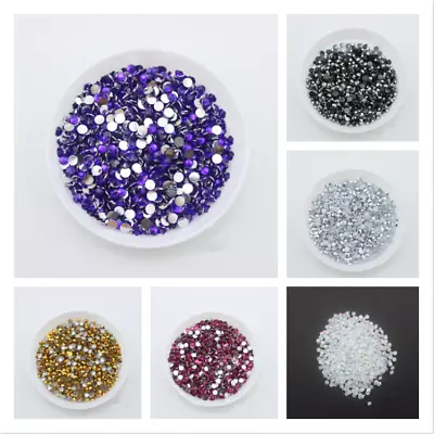 2mm 3mm 4mm 5mm 6mm Crystal Flat Back Nail Art Face Festival Rhinestones Gems • £1.98