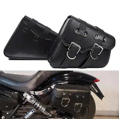 2Pcs PU Leather Motorcycle Side Saddle Bags Saddlebags Luggage Side Box Tool Bag • $59.85