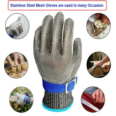Safety Stainless Steel Mesh Gloves Anti Knife Cut Chain Mail Metal Work Gloves • £12.59