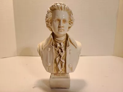 Mozart Bust Venzie Corp 8  Ceramic Figurine White Antiqued Philadelphia Pa Vtg • $29.99