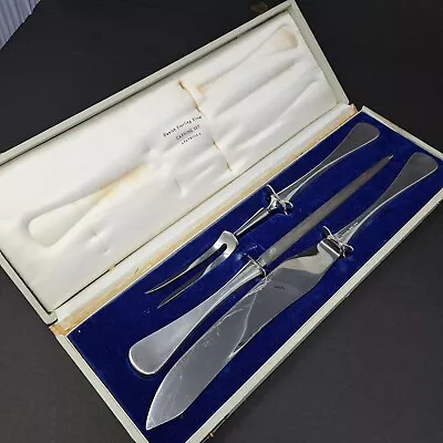 Vtg RAADVAD  Sorensen Denmark Sterling Handles 3 Piece Carving Set Patricia • $289