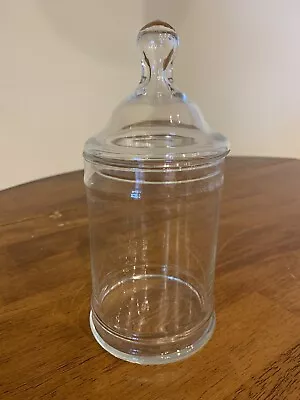 Vintage 8.25” Tall Clear Glass Apothecary Candy Jar Container Canister With Lid • $18