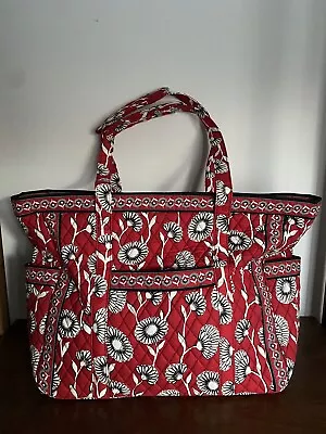 Vera Bradley Get Carried Away Deco Daisy Tote Big Red Floral Retired • $115