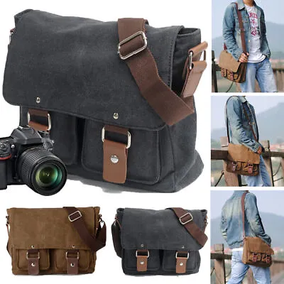 Vintage Waterproof Canvas DSLR SLR Shockproof Camera Shoulder Messenger Bag • $39.19