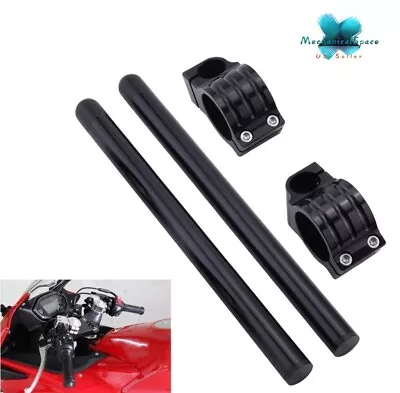 Black 41mm Cafe Racer Bars 7/8  Motorcycle Universal Clip-On Handlebar Fork Tube • $38.88