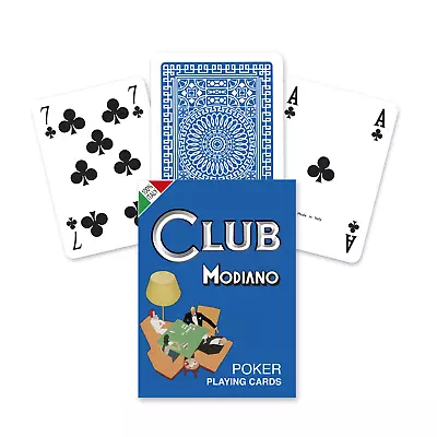 Poker Club Blue Back Playing Cards Deck Poker Size Made In Italy Modiano 300380 • $11.06