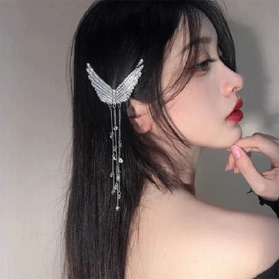 £3.11 • Buy Rhinestone Tassel Hair Clip, Long Chain Pendant Hairpin Wedding Hair Accessories