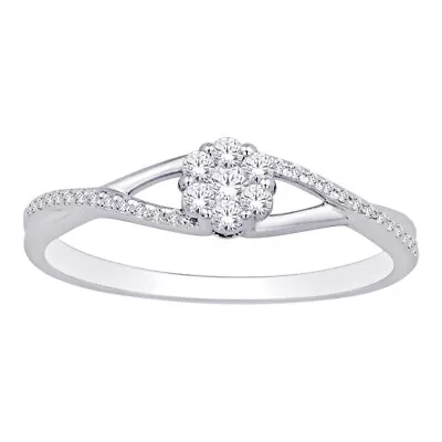 $829.26 • Buy 10 KT White Gold 1/5 CTTW Diamond Flower Ring