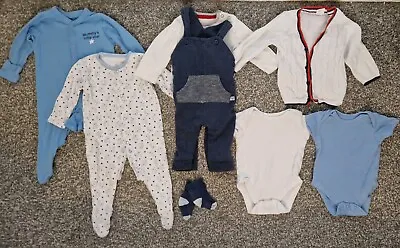 3-6 Months Baby Boys Clothes Bundle – Dungarees Overalls Sleepsuit Vest Cardigan • £4.99