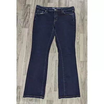 Mossimo Womens Size 14 R Stretch Mid Rise Skinny Bootcut Denim Blue Jeans • $13.99